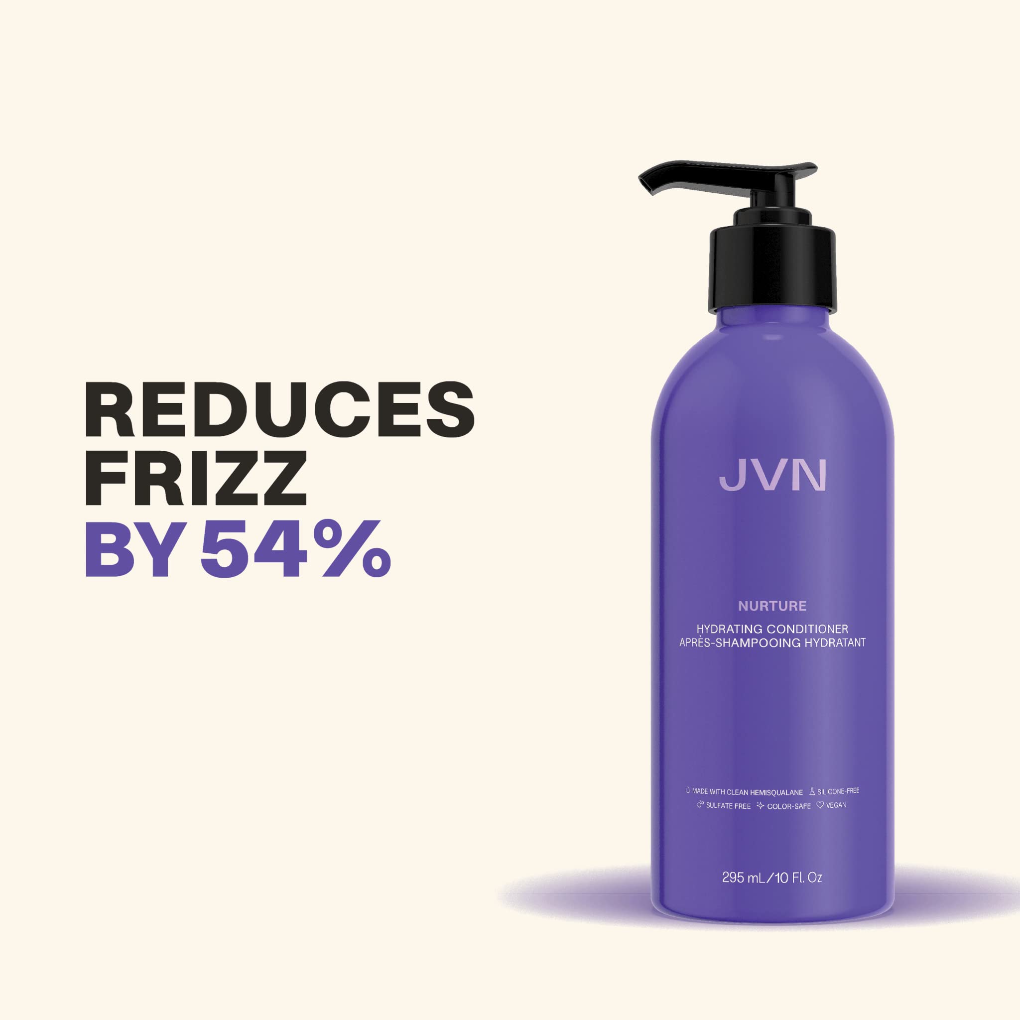 JVN Nurture Hydrating Shampoo & Conditioner, Nurture Shampoo & Conditioner for All Hair Types, Detangles & Softens Hair, Made with Clean Hemisqualane (10 Fl Oz)