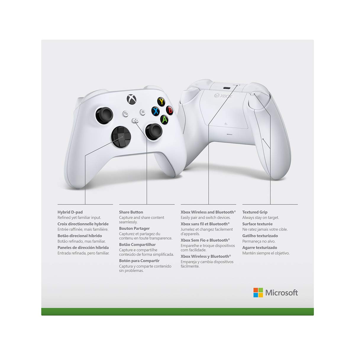 Microsoft Xbox Wireless Controller Robot White - Wireless & Bluetooth Connectivity - New Hybrid D-pad - New Share Button - Featuring Textured Grip - Easily Pair & Switch Between Devices