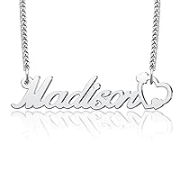 Personalized Name Heart Necklace for Women Girl Initial Stainless Steel Pendant Jewelry Christmas Gift Curb Chain