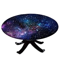 Starry Sky Round Fitted Tablecloth, Starry Sky Style Texture, Suitable for Restaurant Kitchen Parties, Fit for 24
