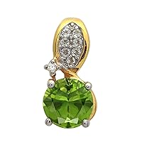Multi Choice Round Shape Gemstone Yellow Plated 925 Sterling Silver Side Stone Pendant Jewelry