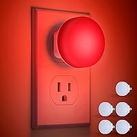 5 Pack LED Night Light, Plug-in Dusk to Dawn Light Sensor Hallway Lights, Smart Nightlight Auto-On/Off for Bathroom, Bedroom, Adults & Kids Room, Kitchen, Stairway, Nursery, Red Lights