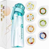 Upgrade Sports Air Water Bottle BPA Free Starter Up Set Drinking Bottles, 650 ml Fruit Fragrance Water Bottle, with 7 Flavour Pods%0 Sugar Water Cups, for Kids Outdoor Gift (Blue+7 Pod)