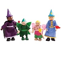 Bigjigs Toys Wooden Fantasy Dolls - Wood Doll House Figures, Playset