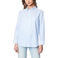 [BLANKNYC] Womens Luxury Clothing Oversized Stripe Collared Shirt, Comfortable & Stylish, Feel Good, X-Small