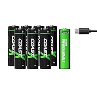 Coast AA USB-C Rechargeable Batteries, ZITHION-X, Lithium Ion 1.5v 2400 mAh, Long Lasting, Charges Under 2.5 Hours, Over 1000 Charges, Charging Cable Included, 8-Battery Pack