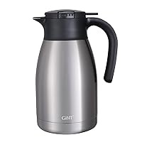 GiNT 51Oz Stainless Steel Thermal Coffee Carafe with Lid/Double Walled Vacuum Thermos / 12 Hour Heat Retention (Silver, 1.5L)