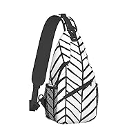Black And White Stripes Print Trendy Casual Daypack Versatile Crossbody Backpack Shoulder Bag Fashionable Chest Bag