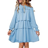 blibean Tween Girls Long Sleeve Elegant Tiered Dress Size 6-15 Years