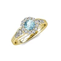 Aquamarine & Natural Diamond (SI2-I1, G-H) Cupcake Halo Engagement Ring 1.45 ctw 14K Yellow Gold