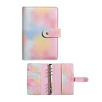 LKOOFHNM Eye-catching Loose-leaf Notebook Cover 6 Round Binder Notepad With Card Holder For College Students Girl Gift 6 Binder Notebook Cover 6-Ring Refillable Notebook PU Leather Cover