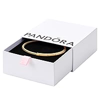 Pandora Jewelry Signature I-D Open Bangle Bracelet for Women - 14k Gold-Plated - 7.5â€, With Gift Box
