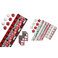 American Greetings 120 sq. ft. Red and Black Christmas Wrapping Paper Set & 120 sq. ft. Christmas Wrapping Paper Set, Kathy Davis Designs (4 Rolls 30 in. x 12 ft., 7 Bows, 30 Gift Tags)