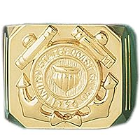 United States Coast Guard Men's Rings | Yellow Gold-plated 925 Sterling Silver United States Coast Guard Men's Ring - Made in USA