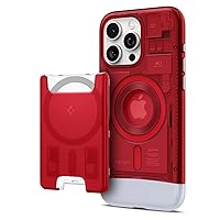 Spigen Classic C1 MagFit Case [Military-Grade Protection] and Classic C1 (MagFit) Magnetic Wallet Card Holder 3-Cards Designed for iPhone 15 Pro Max - Ruby