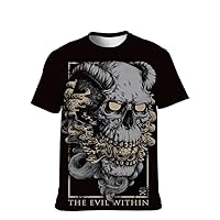 Mens Cool-Tees Funny-Graphic T-Shirt Vintage-Novelty Skull Short-Sleeve Softstyle Shirts Adult Fashion Athletic Boyfriend