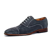 Cap Toe Lace-up Comfortable Shoes Dress Genuine Leather Oxfords for Men Classic Formal