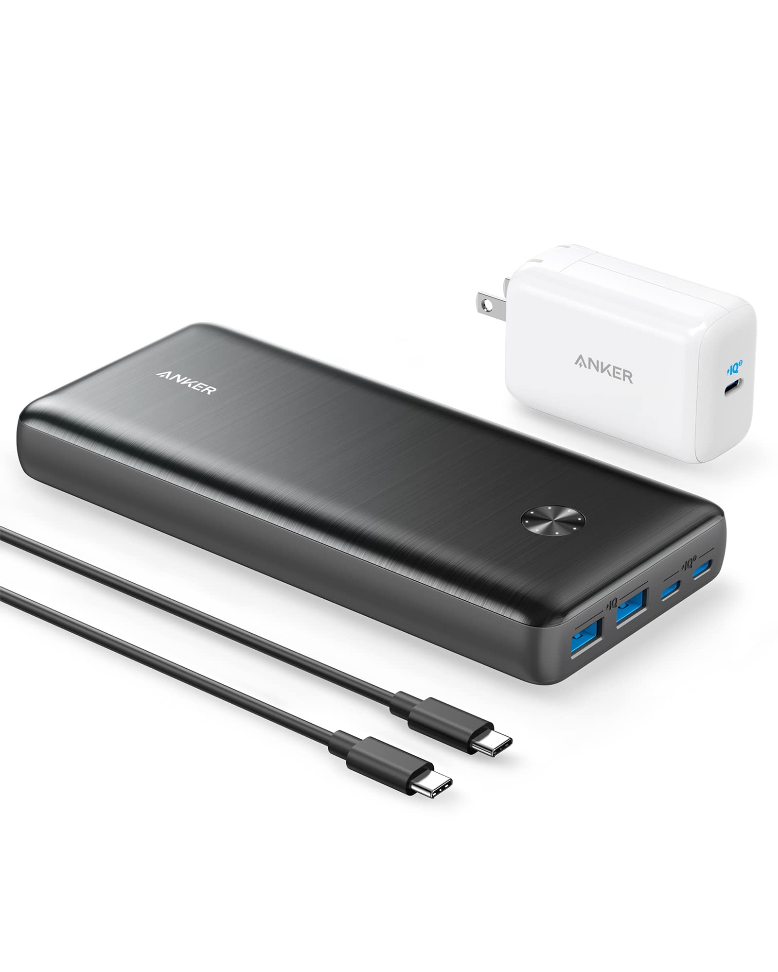 Anker Power Bank, 25,600mAh Portable Charger 87W Bundle with 65W USB-C Wall Charger, Works for MacBook Pro, Dell XPS, Microsoft, Pixelbook, iPhone 13 series, Samsung, iPad Pro, and More