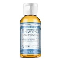 Dr. Bronner’s - Pure-Castile Liquid Soap (Baby Unscented, Travel Size, 2 ounce) - Made with Organic Oils, 18-in-1 Uses: Face, Body, Hair, Laundry, Pets and Dishes, Concentrated, Vegan, Non-GMO