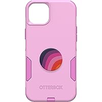 Bundle: OtterBox iPhone 15 Plus and iPhone 14 Plus Commuter Series Case - (RUN WILDFLOWER) + PopSockets PopGrip - (PLUM STRIPE), slim & tough, pocket-friendly, with port protection, PopGrip included
