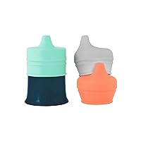 Boon Snug Silicone Sippy Cup Lids - Convert Kids Cups or Toddler Cups into Sippy Cups - Toddler Feeding Supplies - 3 Count - Multi