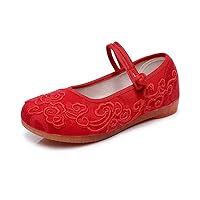 Women's Solid Solid Embroidered Shoes Cloth Shoes Round Head Single Shoes Flat Shoes