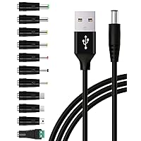 Universal USB to DC 5V Power Cord 5.5x2.1mm Plug Charging Cable with 11 Connectors Adapters(6.3x3.0, 5.5x2.5, 4.8x1.7, 4.0x1.7, 3.5x1.35, 3.0x1.1, 2.5x0.7, Type-C, Micro USB, Mini USB, LED Interface)