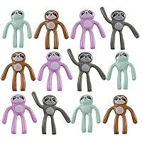 Curious Minds Busy Bags 12 Tiny Bendable Sloth Figurines - Posable Animal Action Figure Small Novelty Toy Prize Assortment for Birthday Party Gifts