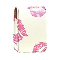 love hearts pattern lips (6) Lipstick Case with Mirror for Purse Portable Mini Makeup Bag Travel Cosmetic Pouch Leather Lipstick Case Holder fits 3 Lipstick Lip Gloss