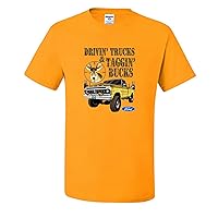 Driving Trucks and Taggin Bucks Retro Ford F150 Hunting Ford Truck Licensed Official Mens T-Shirts