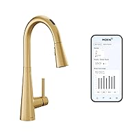 7864EVBG Sleek Smart Faucet Touchless Pull Down Sprayer Kitchen Faucet with Voice Control and Power Boost, Brushed Gold