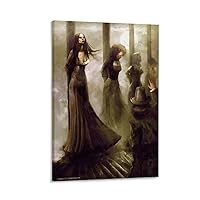 Wall Poster Gothic Style Horror Poster Witch Art Poster Canvas Painting Wall Art Poster for Bedroom Living Room Decor 08x12inch(20x30cm) Frame-Style