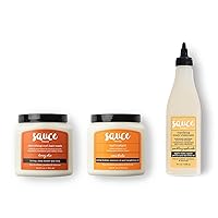SAUCE BEAUTY Honey Chia Smoothing Curl Mask, Crème Brulee Curling Custard & Sparkling Apple Cider Clarifying Scalp Treatment - Curly Hair Mask, Curl-Defining Cream & ACV Rinse for Curly Hair
