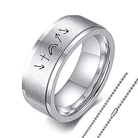 He Came Died Arose Ascended Coming Back Religious Spinner Ring - Stainless Steel Christening Jesus Spirit Band Rings with Chain - Inspirational Christian Jewelry for Women Men for Annivesary Birthday