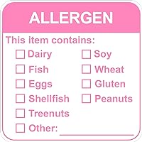 Allergen Warning Stickers,MeshaKippa 2x2