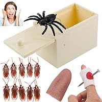 Funny Prank Surprise Box,Funk Toys Box with Spider,Simulation Cockroach,Fake Long Tongue,Fake Finger Through Nail,Suit for Adults and Kids Family Funny Toys Box (13 -Pack)