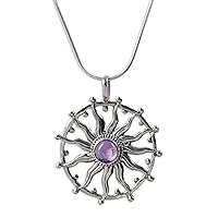 NOVICA Artisan Handmade Amethyst Pendant Necklace Unique Silver Sterling Purple Indonesia Birthstone 'Sun Spirit'
