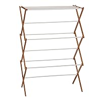 Bamboo Folding Clothes Drying Rack, White