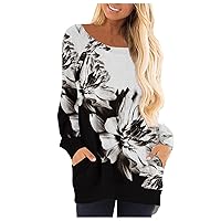 Women's Christmas Blouses 2023 Fashion Round Neck Printed T-Shirt Long Sleeve Pullover Casual Top Blouses, S-3XL