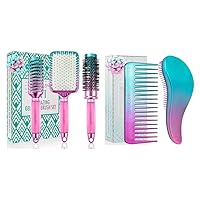 Ombre Hair Brush Set and Ombre Detangler Brush Comb Set by Lily England