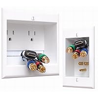 TWO-PRO-6 Dual Outlet TV Cord Hider for Wall Mounted TVs - Recessed In-Wall Cable hider System for Power & Low Voltage - Matches Existing Outlets -Hide Wires With this Easy DIY Install Kit