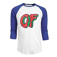 KSING Men's Odd Future Donut Logo 3/4 Sleeves Baseball T-shirt RoyalBlue S