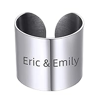 GoldChic Jewelry Stainless Steel Wide Plain Rings for Women, 17mm/20mm Mens Adjustable High Polished Band Ring, Personalized Adjustable Flat Wide Dainty Cuff Statement Tube Ring #8 -#12, with Gift Box