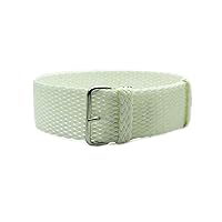 22mm White Perlon Braided Woven Watch Strap with Silver Buckle