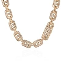 Solid Thick Miami Cuban Chain for Men, Width 15mm Big Hip Hop Mens Cuban Link Chain, Sparkling Iced Out Cuban Link Necklace, 16-24 Inch - Gift Box Included