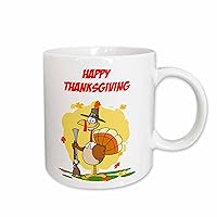 3dRose Happy Thanksgiving Turkey Ceramic Mug, 15-Ounce