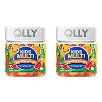 OLLY Kids Multivitamin Gummy Worms, Overall Health and Immune Support, Vitamins and Minerals A, C, D, E, Bs and Zinc, Chewable Supplement, Sour Fruit Punch, 45 Day Supply (70 Count) (Pack of 2)