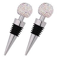 Wine Stoppers Decorative, Cute Crystal Wine Bottle Stopper Reusable for Rose Wine, Red Wine, Whiskey, and Beverage(2pcs colorful)