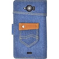 PLATA for AQUOS Zeta SH-01G with Pockets Denim Wallet Case Protective Cover [ Blue (Light Blue) ] DSH01G-95-A