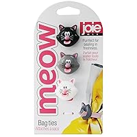 Joie Meow Bag Ties, White/Black/Grey, Pack of Three, Kitchen Tool, Accessory, Freshness, Food Storage
